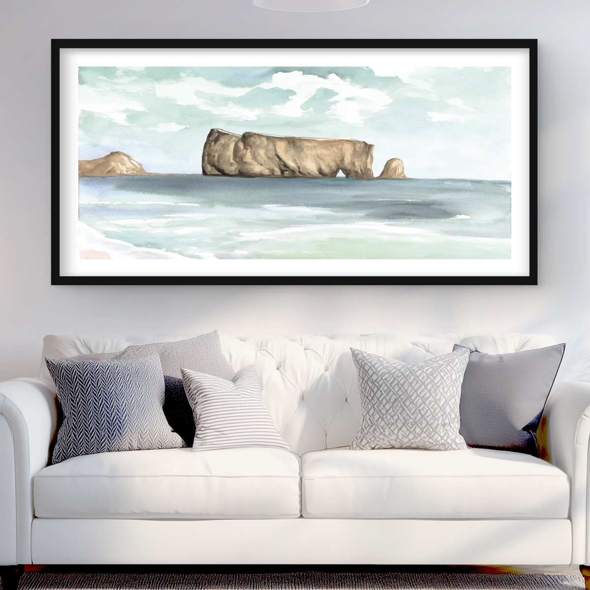 C1FM2448CLST9E 24 x 48 in. Rocher Perce - Bedroom Waves Framed Matted Print for Decor