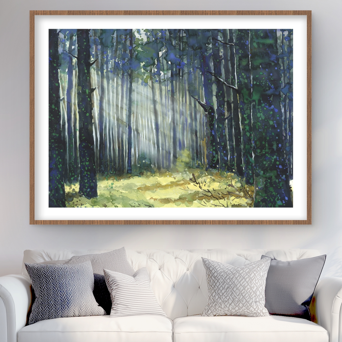 C1FM36487OBL8R 36 x 48 in. Glow - Bedroom Green Framed Matted Print for Home Decor