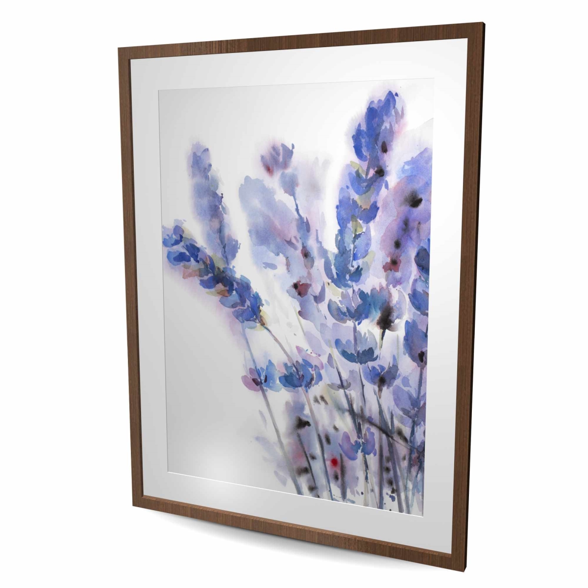 C1FM3648ZD7S6E 36 x 48 in. Watercolor Lavender Flowers - Framed Matted Print for Decor