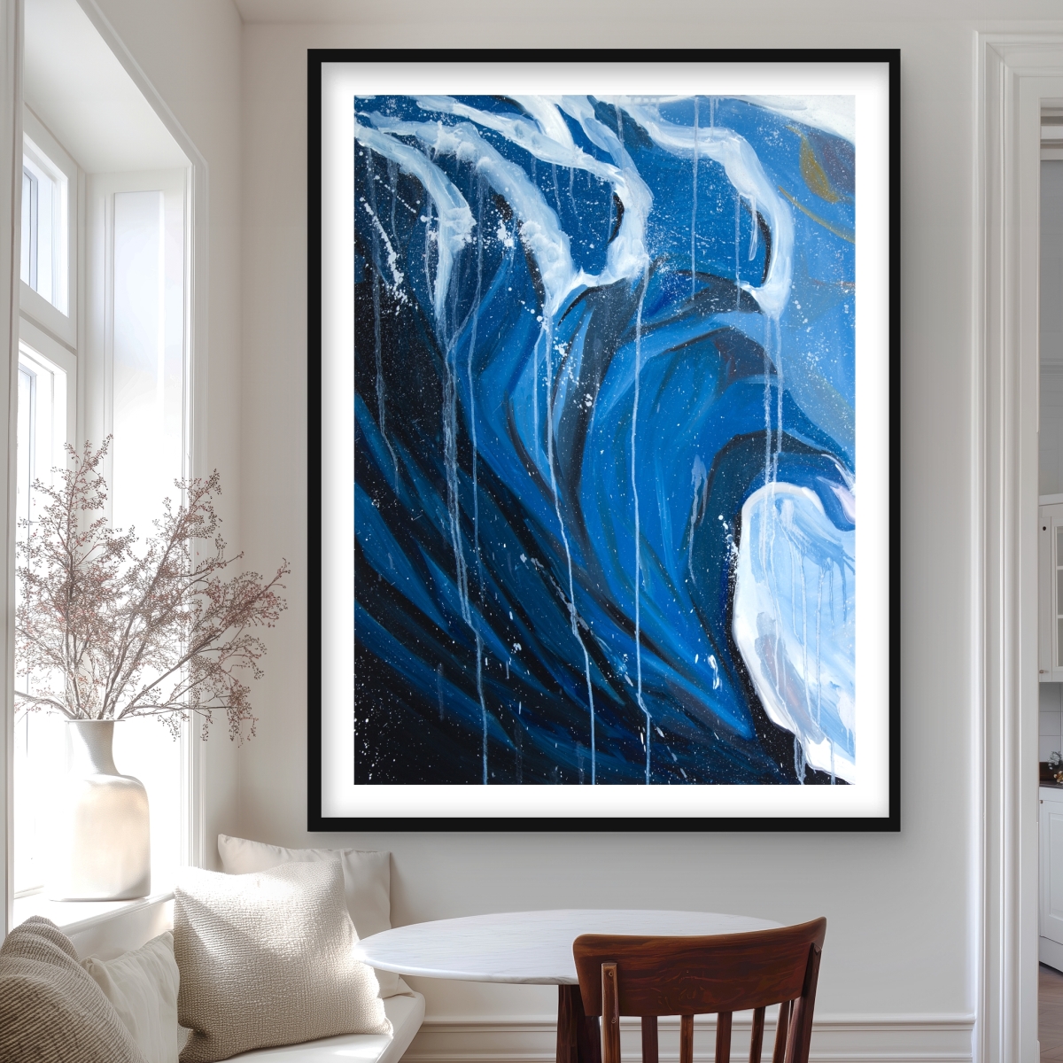C1FM3648ZEXWDQ 36 x 48 in. Abstract Wave in Motion - Blue Bedroom Framed Matted Print