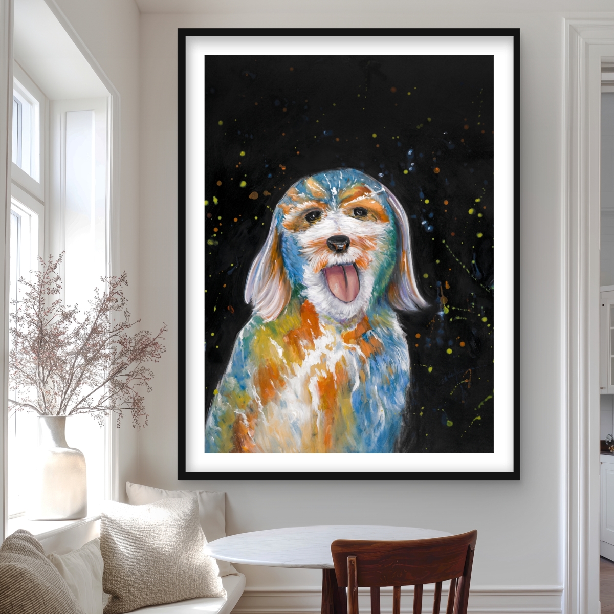 C1FM36489RIYPL 36 x 48 in. Abstract Labradoodle - Framed Matted Print for Home Decor