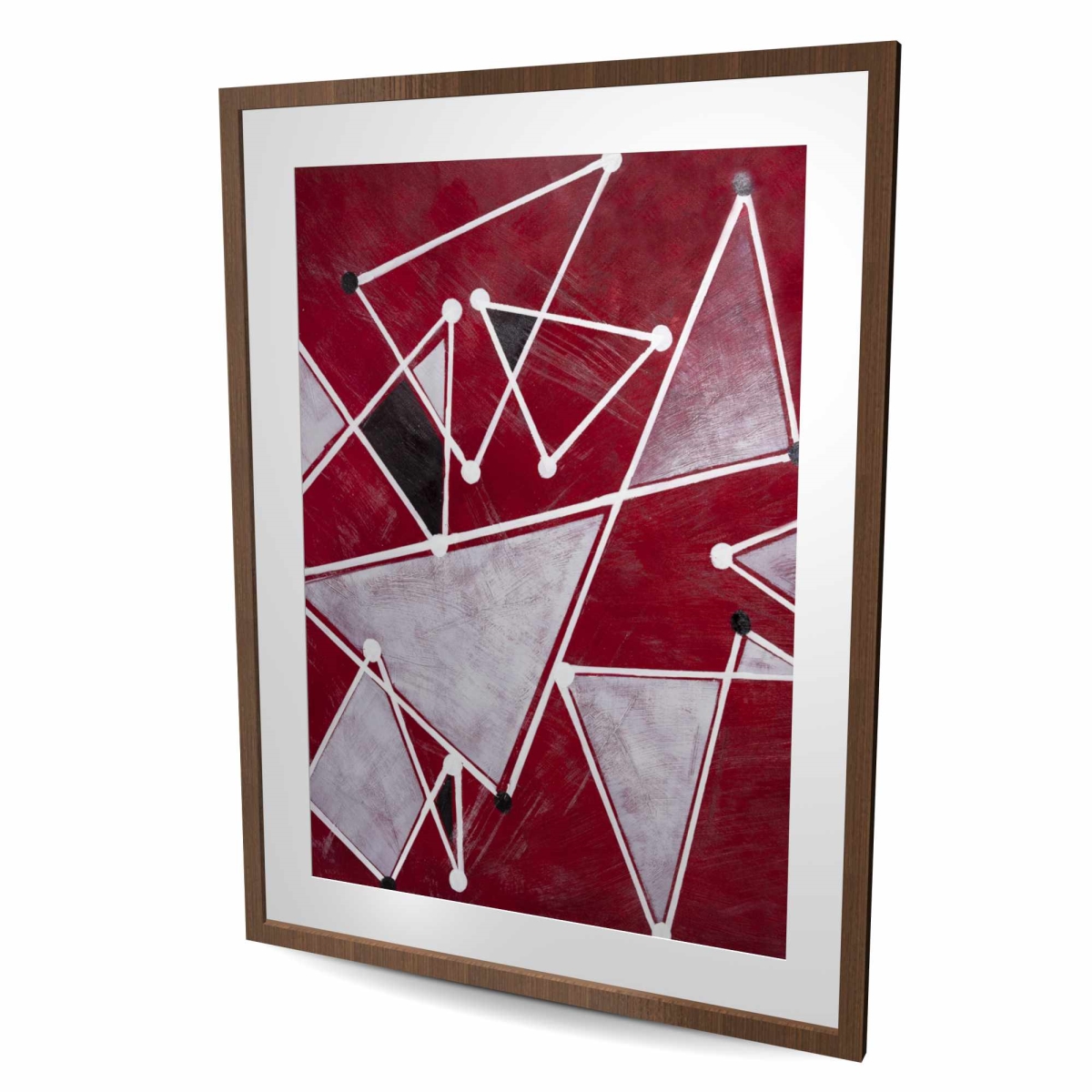 C1FM3648AF7ON5 36 x 48 in. White Triangles on Red Background - Abstract Shapes Print