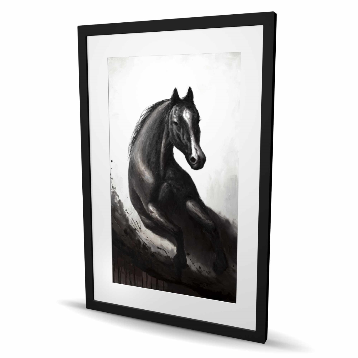 C1FM2436VFBJI4 24 x 36 in. Horse in Motion - Rustic Black Framed Matted Print Decor