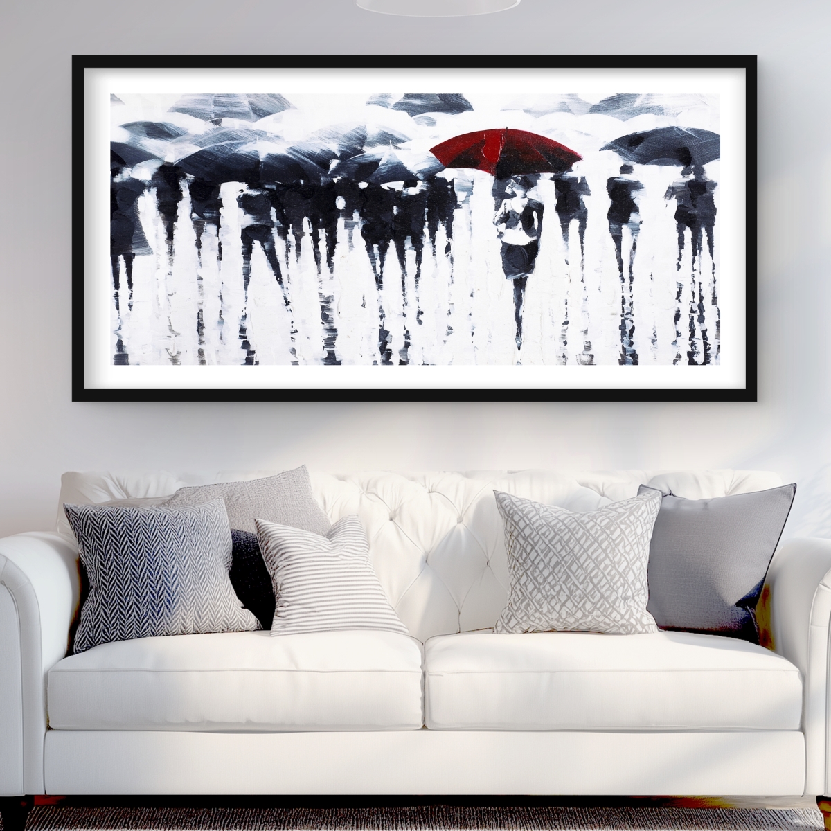 C1FM2448G7PSLM 24 x 48 in. Abstract Silhouettes Under the Rain - Framed Matted Print