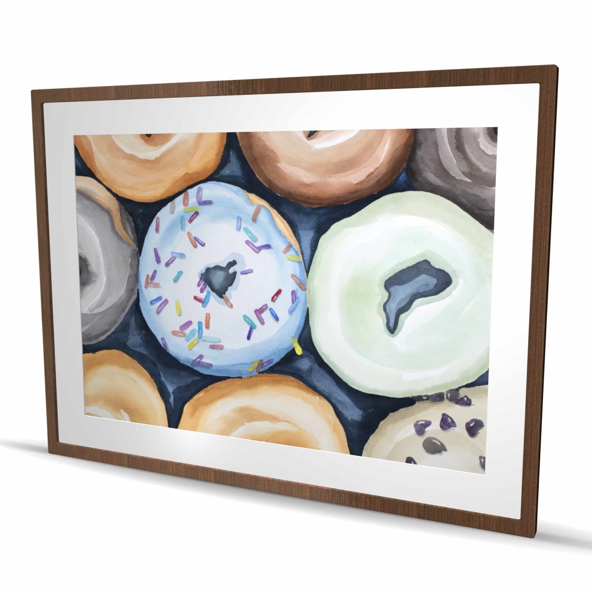 C1FM3648AT10UI 36 x 48 in. Watercolor Doughnuts with Icing - Framed Kitchen Decor Print
