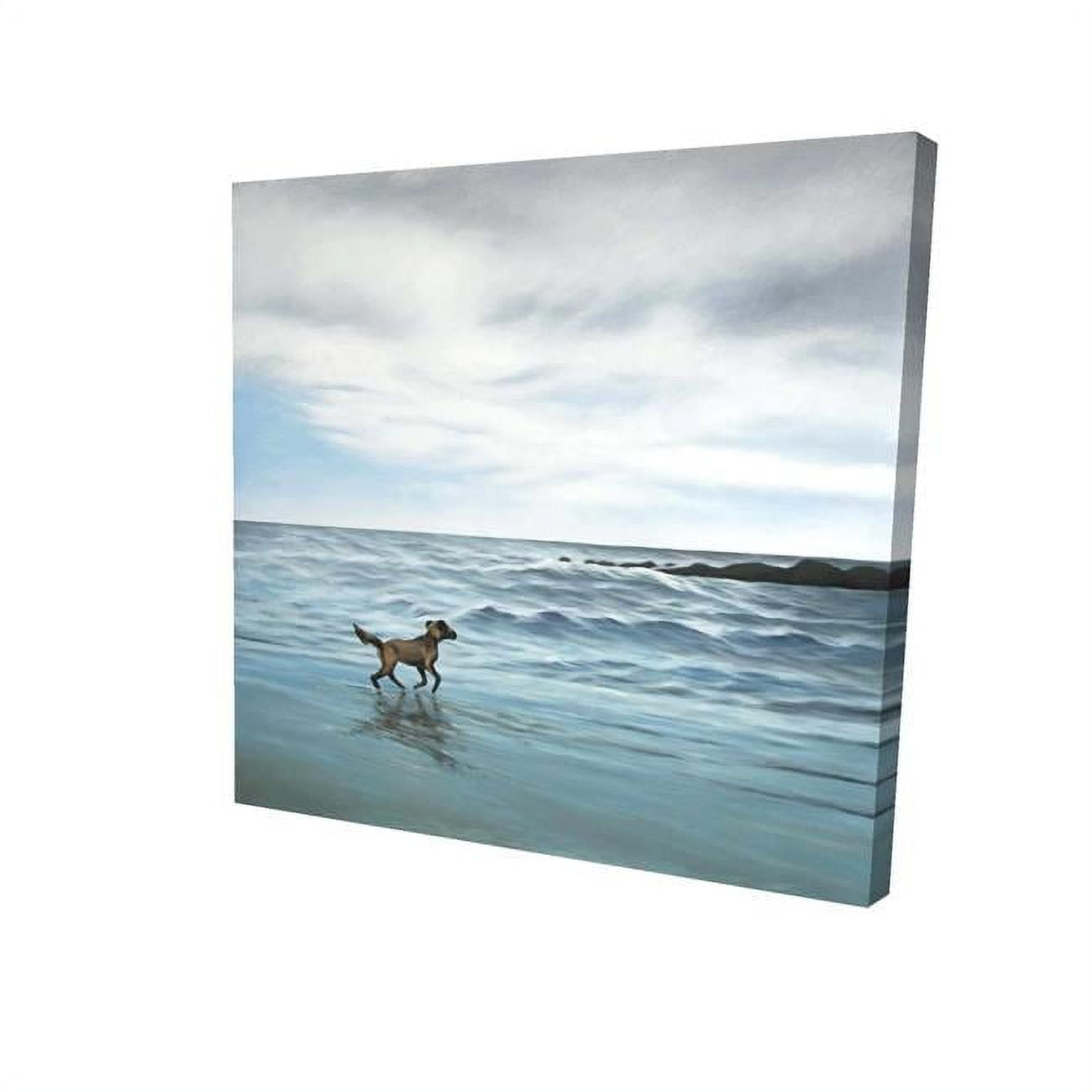16 x 16 in. Dog on the Beach-Print on Canvas