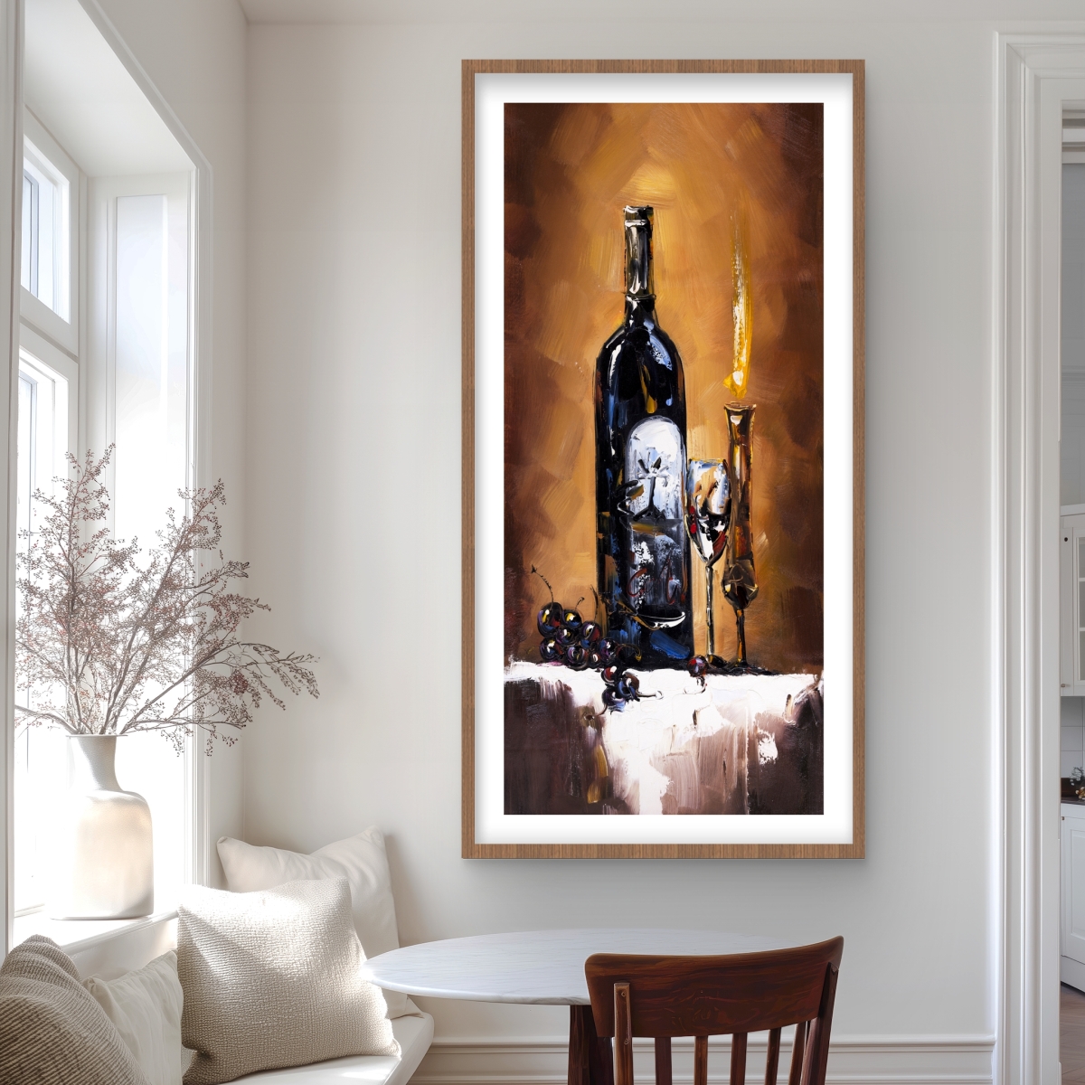 C1FM2448NN4UYS 24 x 48 in. Candlelit Wine - Kitchen Still Life Framed Print for Decor