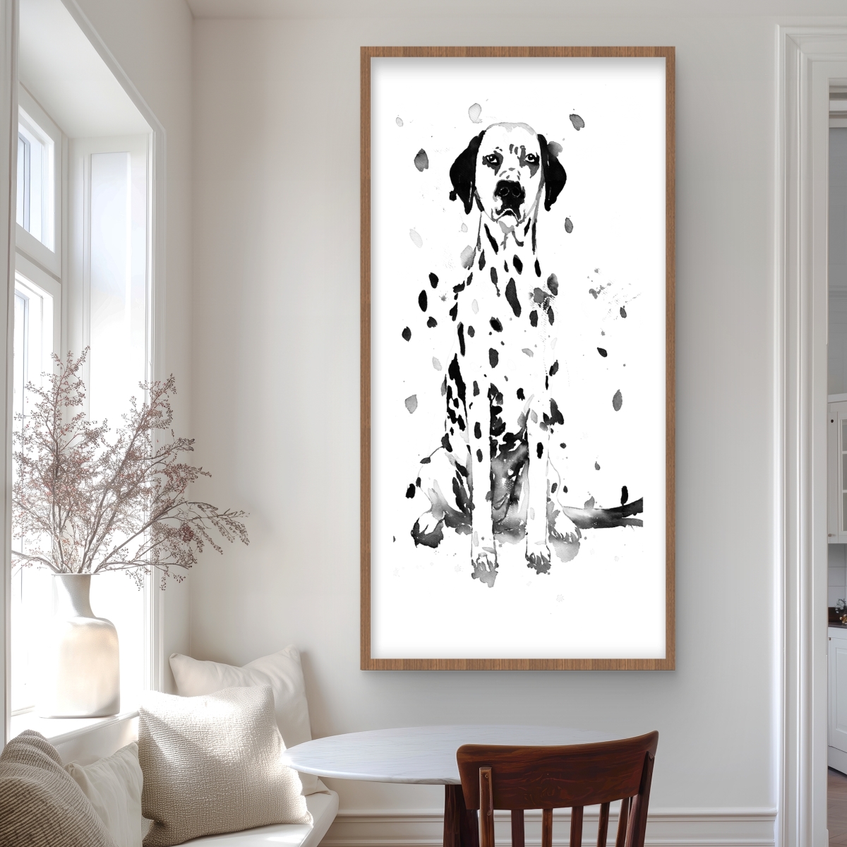 C1FM2448OOXVZ1 24 x 48 in. Dalmatian Dog Print - Framed Matted Bedroom Decor - Home Art