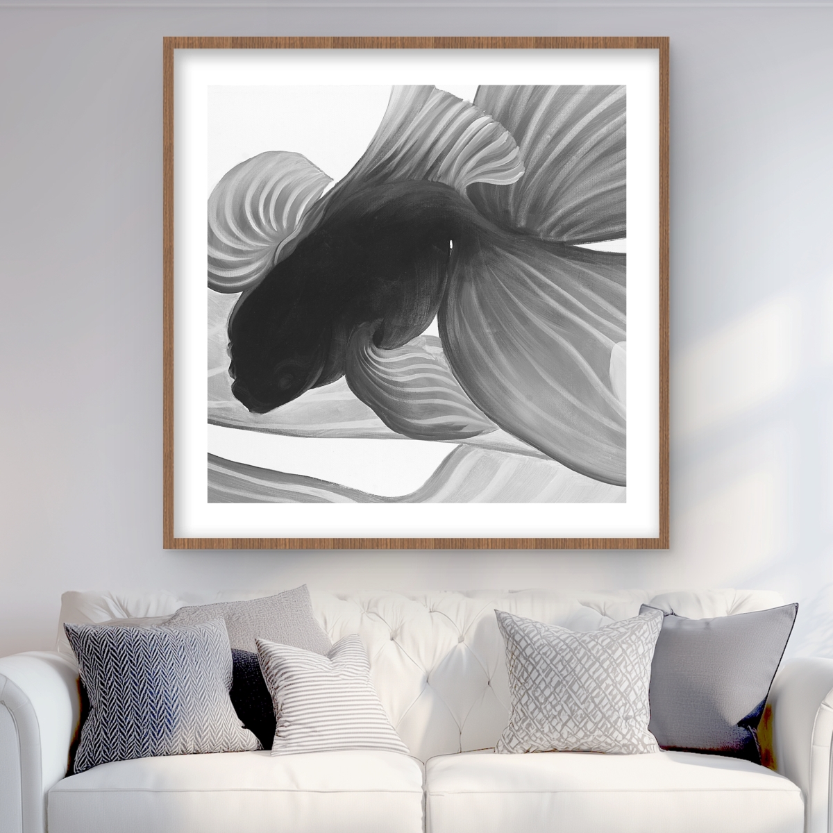 C1FM3636HI25CV 36 x 36 in. Monochrome Two Betta - Framed Matted Print for Home Decor