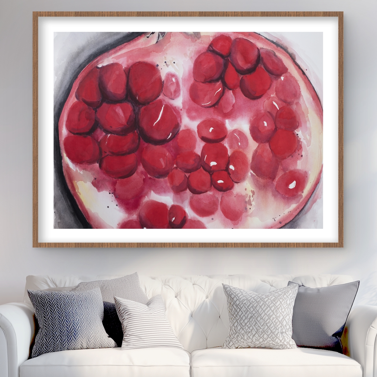 C1FM36484CSOC0 36 x 48 in. Open Pomegranate - Illustrative Gastronomy Framed Print