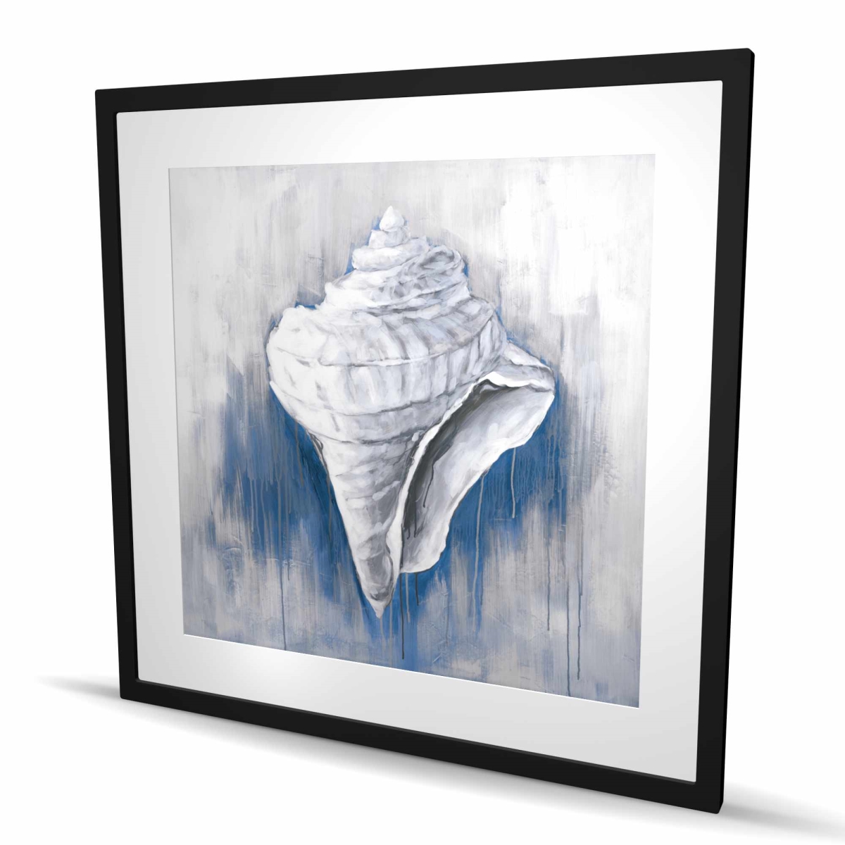 C1FM3636U8WTZT 36 x 36 in. Blue Conical Shell - Coastal Marine Framed Matted Print