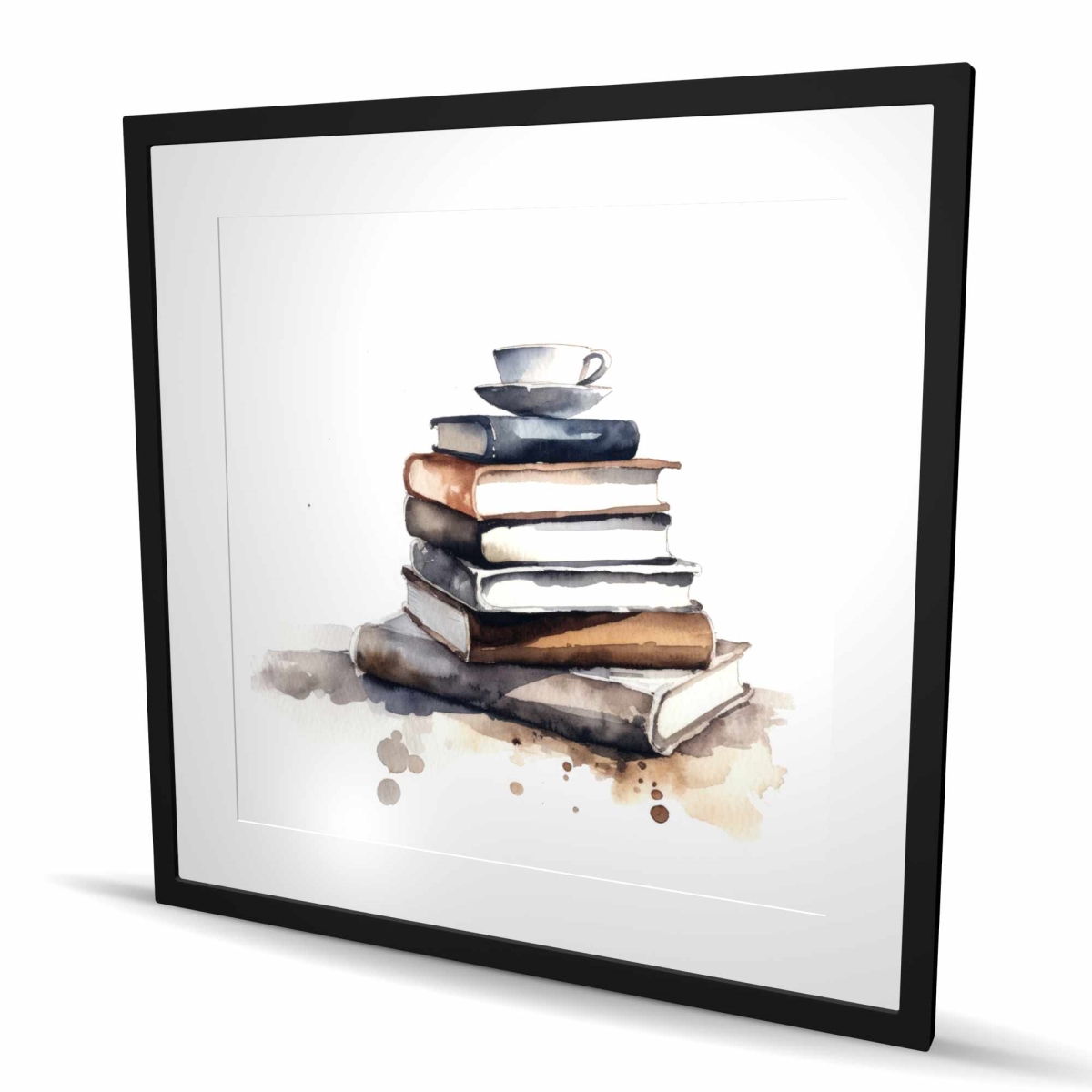 C1FM3636UHVYQW 36 x 36 in. Caffeinated Books - Livingroom Abstract Framed Print Decor