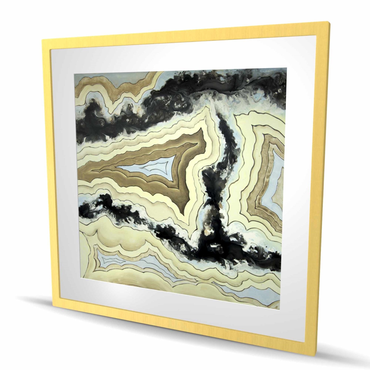 C1FM3636VCM728 36 x 36 in. Lace Agate Print - Modern Black Framed Matted Home Decor