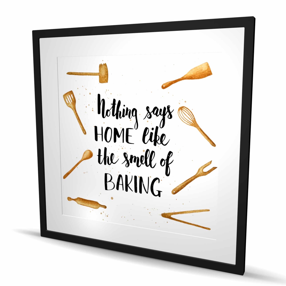 C1FM3636WHV73X 36 x 36 in. Black Gastronomy Framed Matted Print - Home & Baking Decor