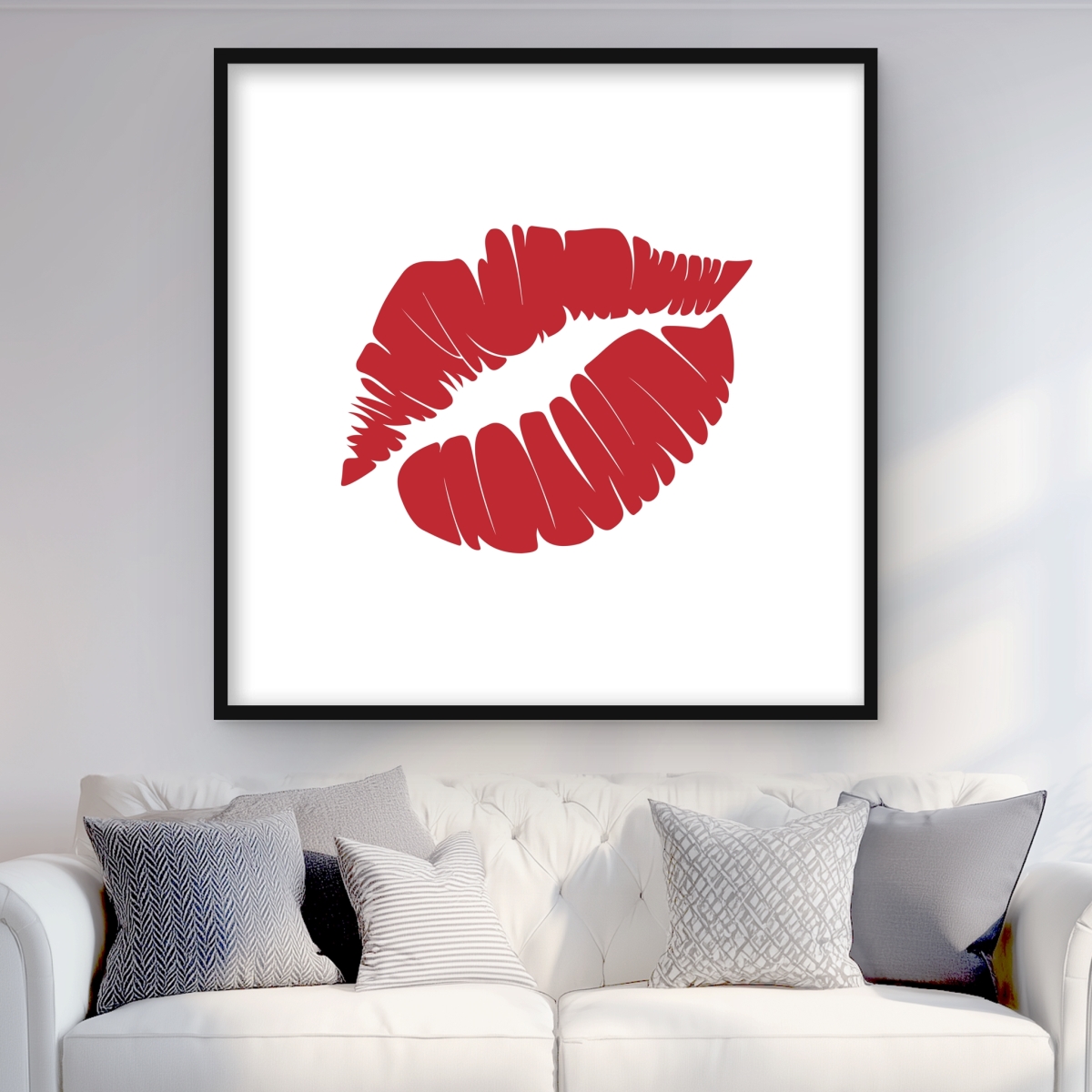 C1FM3636WQHIDX 36 x 36 in. Red Lipstick Mark - Romantic Red Framed Matted Print Decor