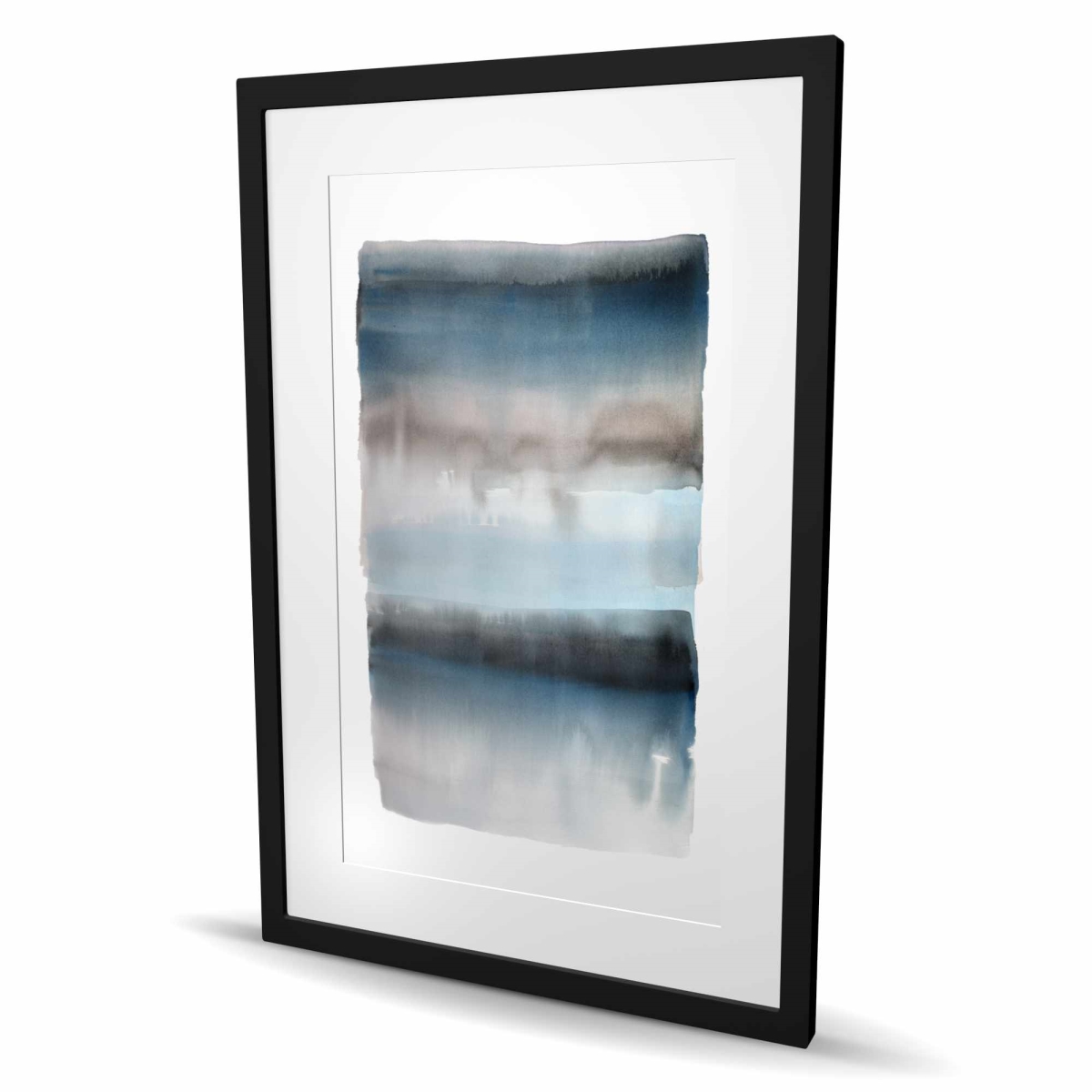 C1FM2436S63E1B 24 x 36 in. Blue Stripes Framed Matted Print - Stylish Home Decor Art