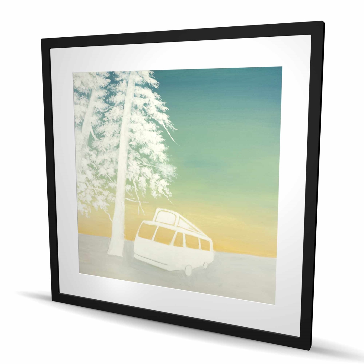 C1FM3636B7L6A2 36 x 36 in. Camping Yellow Illustrative Framed Matted Print - Home Decor