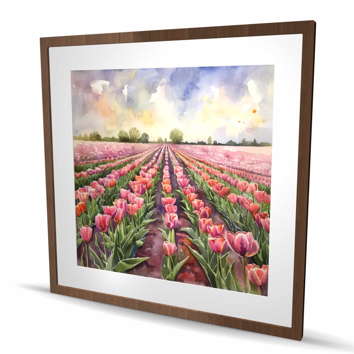 C1FM3636BRQ1DR 36 x 36 in. Rose Row - Beige Framed Matted Print for Home Decor
