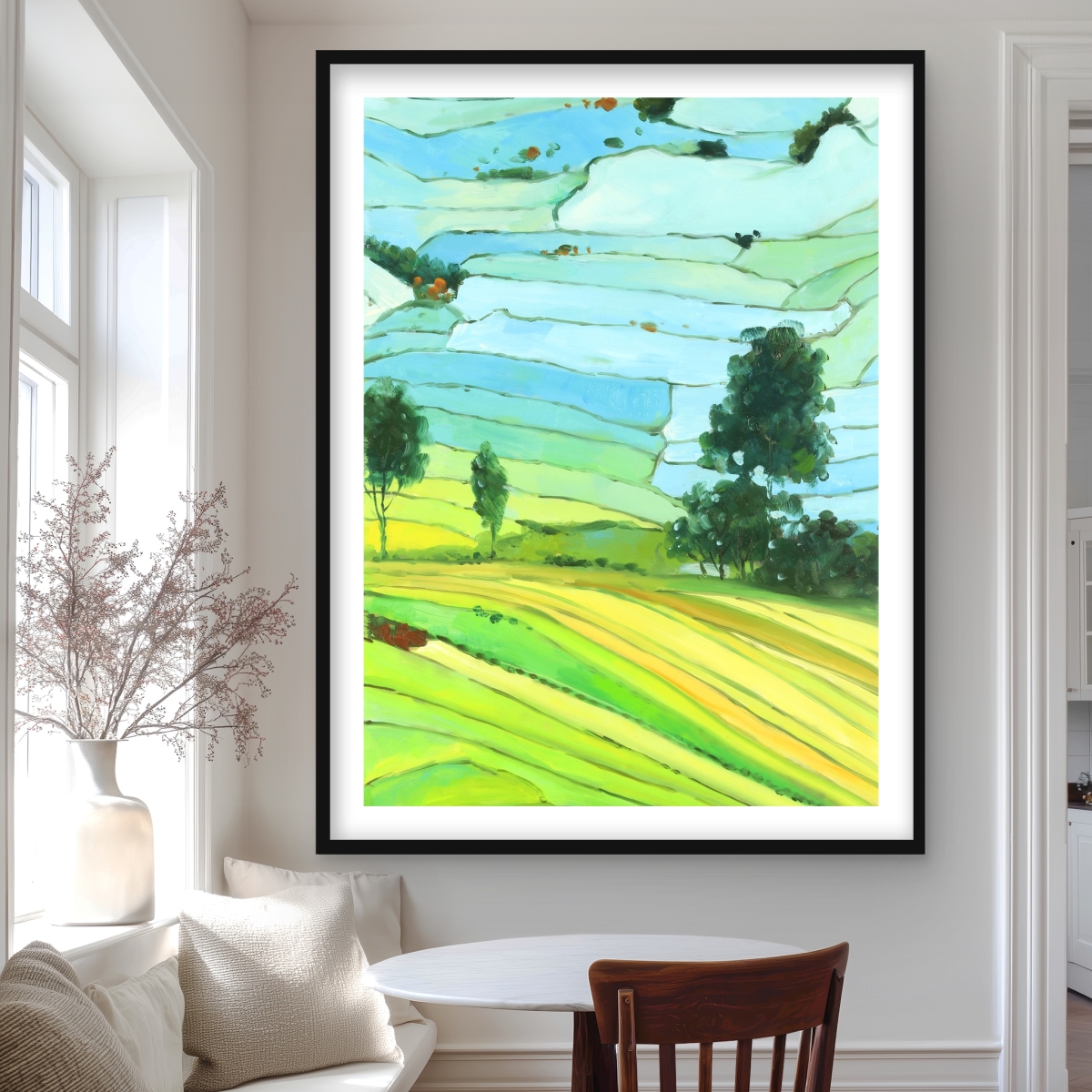 C1FM36484Y25J6 36 x 48 in. Rice Fields of Vietnam - Botanical Livingroom Framed Print
