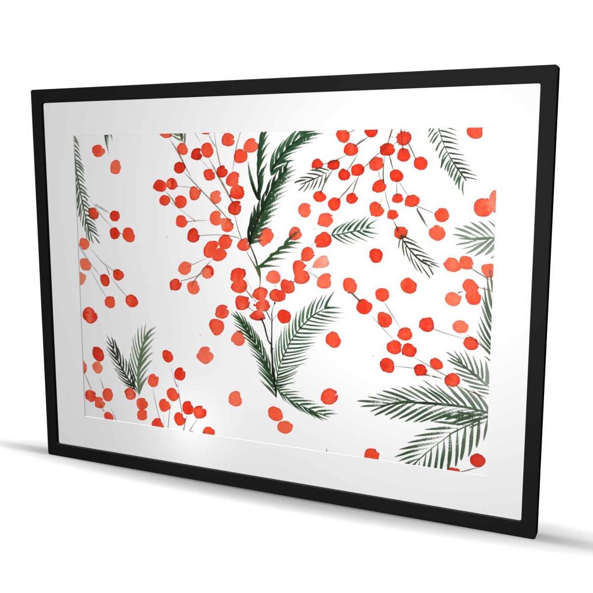 C1FM3648AFZZMU 36 x 48 in. Mistletoe Leaf Pattern - Framed Matted Print for Home Decor