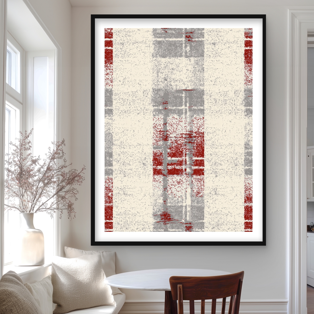 C1FM36486AVUK6 36 x 48 in. Grunge Red Pattern Beige Framed Matted Print for Home Decor