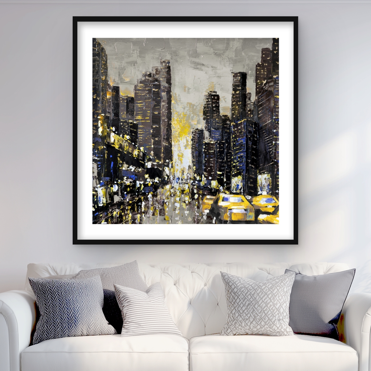 C1FM3636F8BF2Q 36 x 36 in. Abstract & Texturized City Print - Black Framed Decor