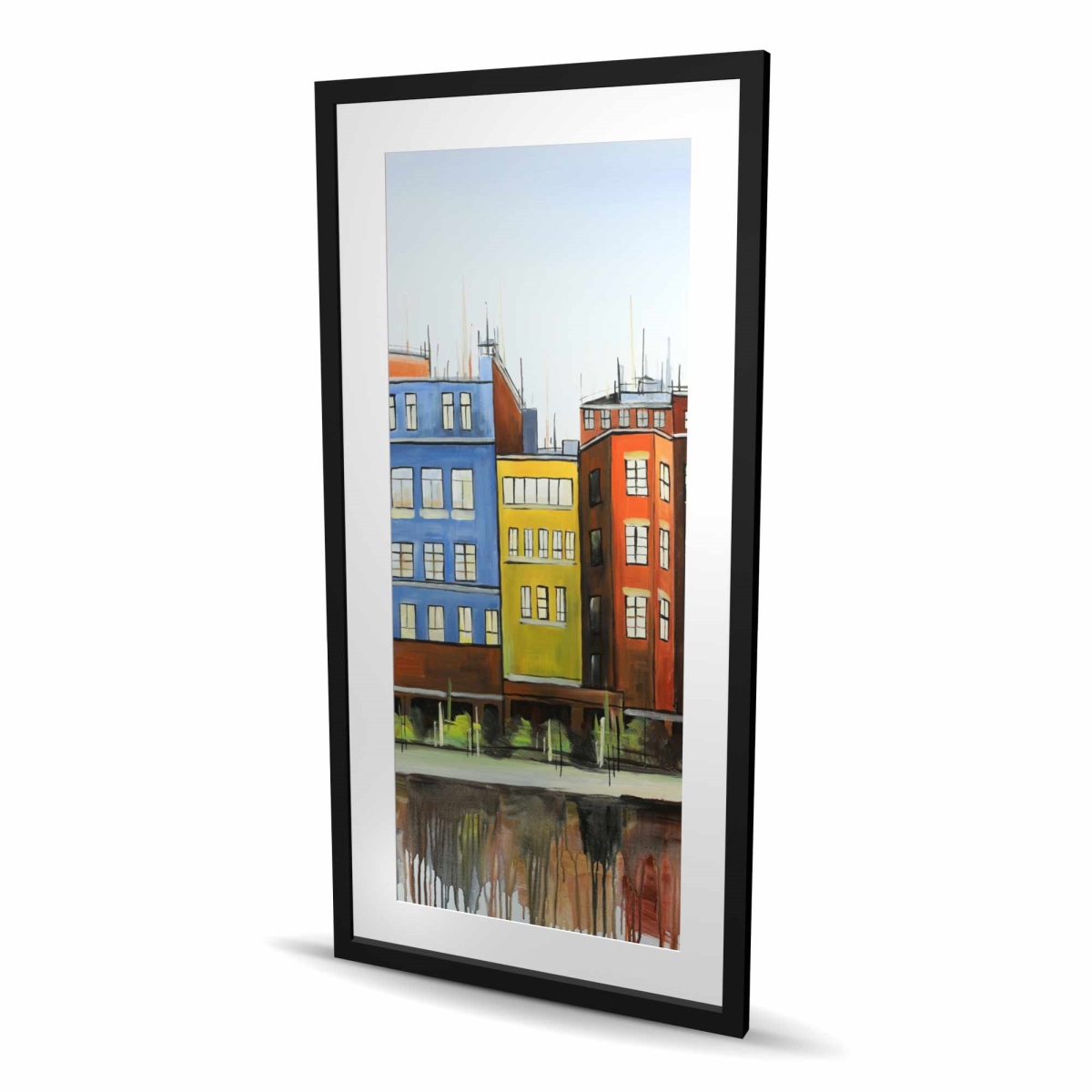 C1FM2448EVYYSS 24 x 48 in. Boston Colorful Buildings Print - Cities Red Framed Decor