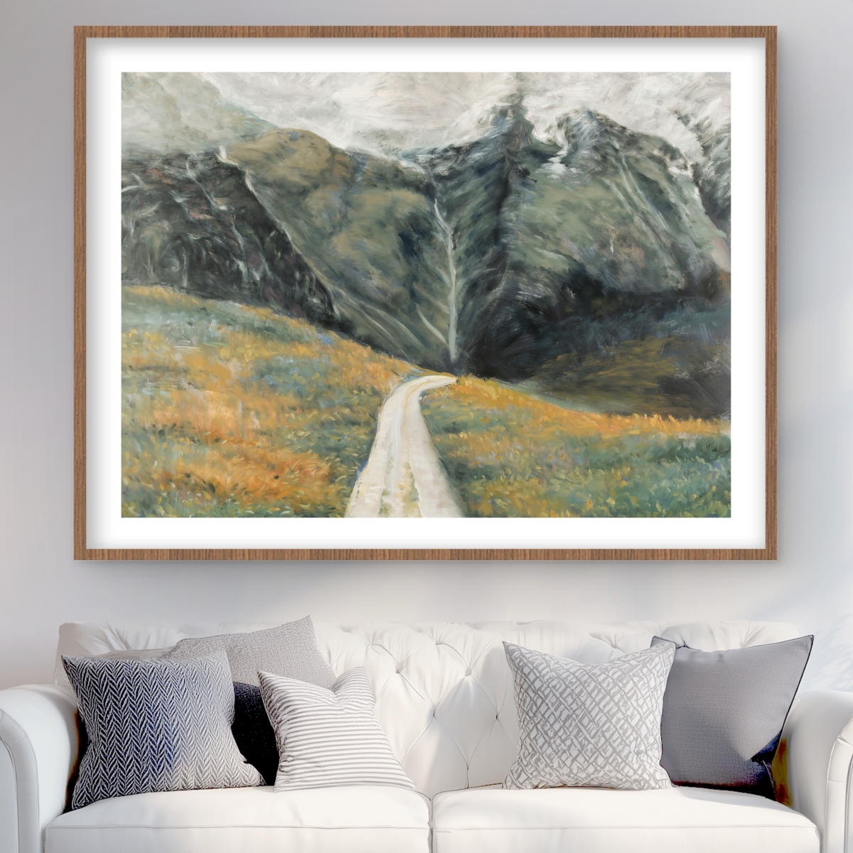 C1FM36482V4TQI 36 x 48 in. Mountainous Landscape - Gray Mountains Framed Matted Print