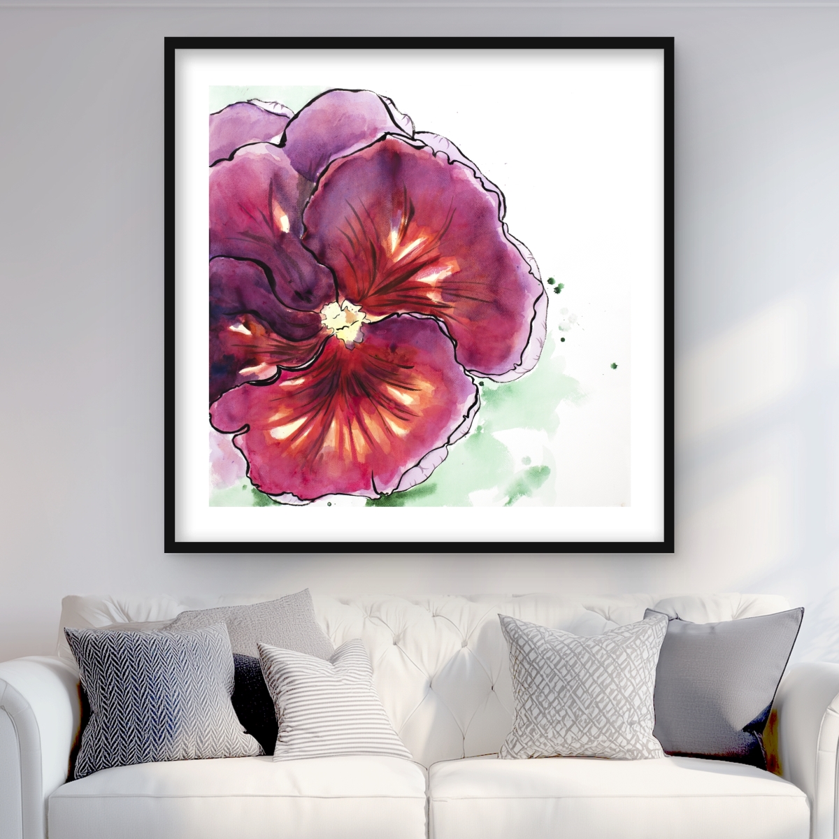 C1FM3636U7JEMI 36 x 36 in. Blossoming Orchid with Wavy Petals - Framed Botanical Print