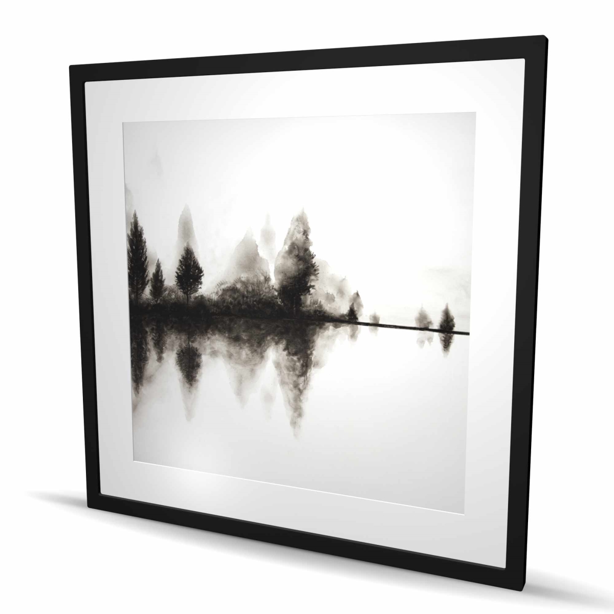 C1FM3636GPZ1I5 36 x 36 in. Reflection - Rustic White Framed Matted Print for Home Decor