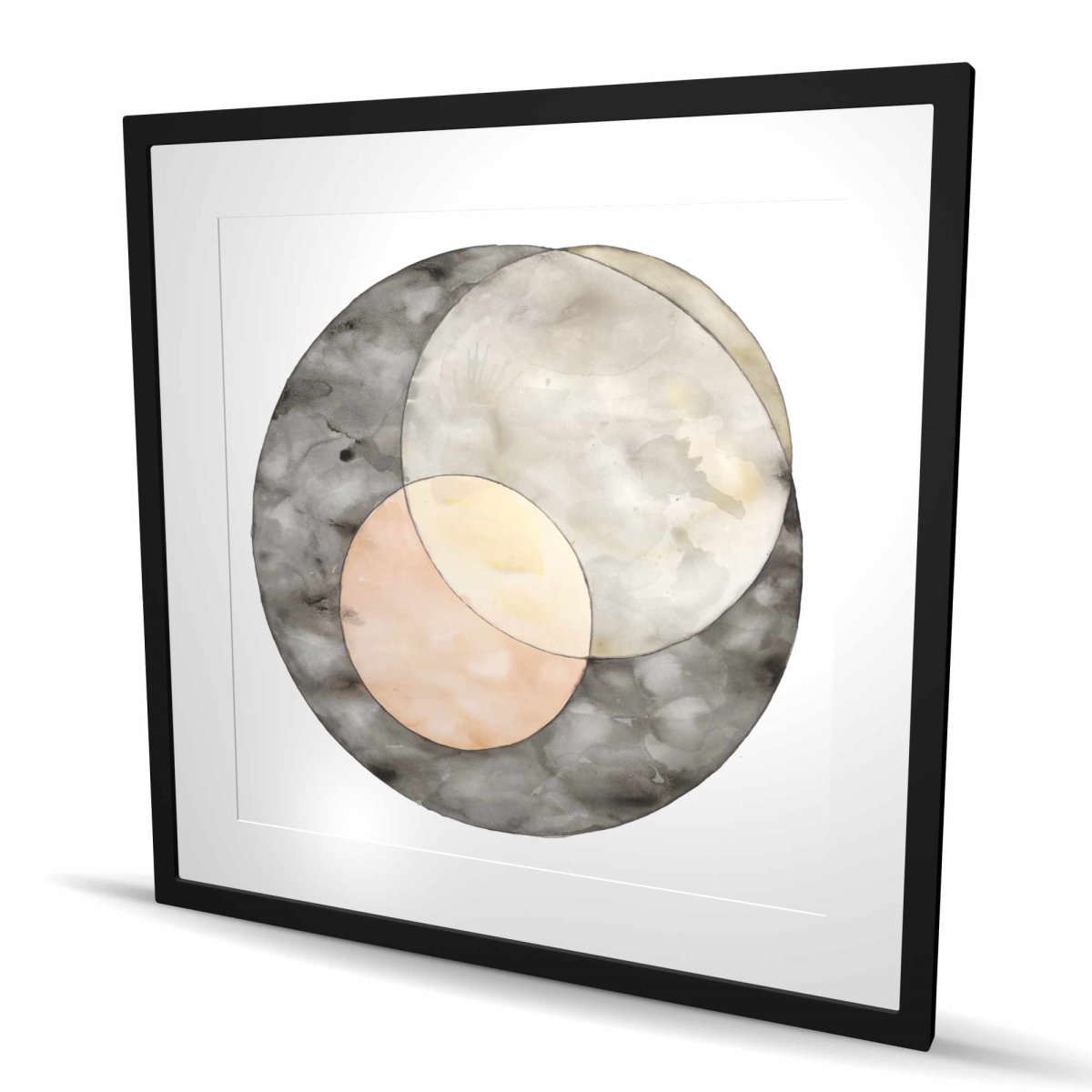 C1FM3636U8D3ZP 36 x 36 in. Interlocking Gray Retro Framed Matted Print - Home Decor