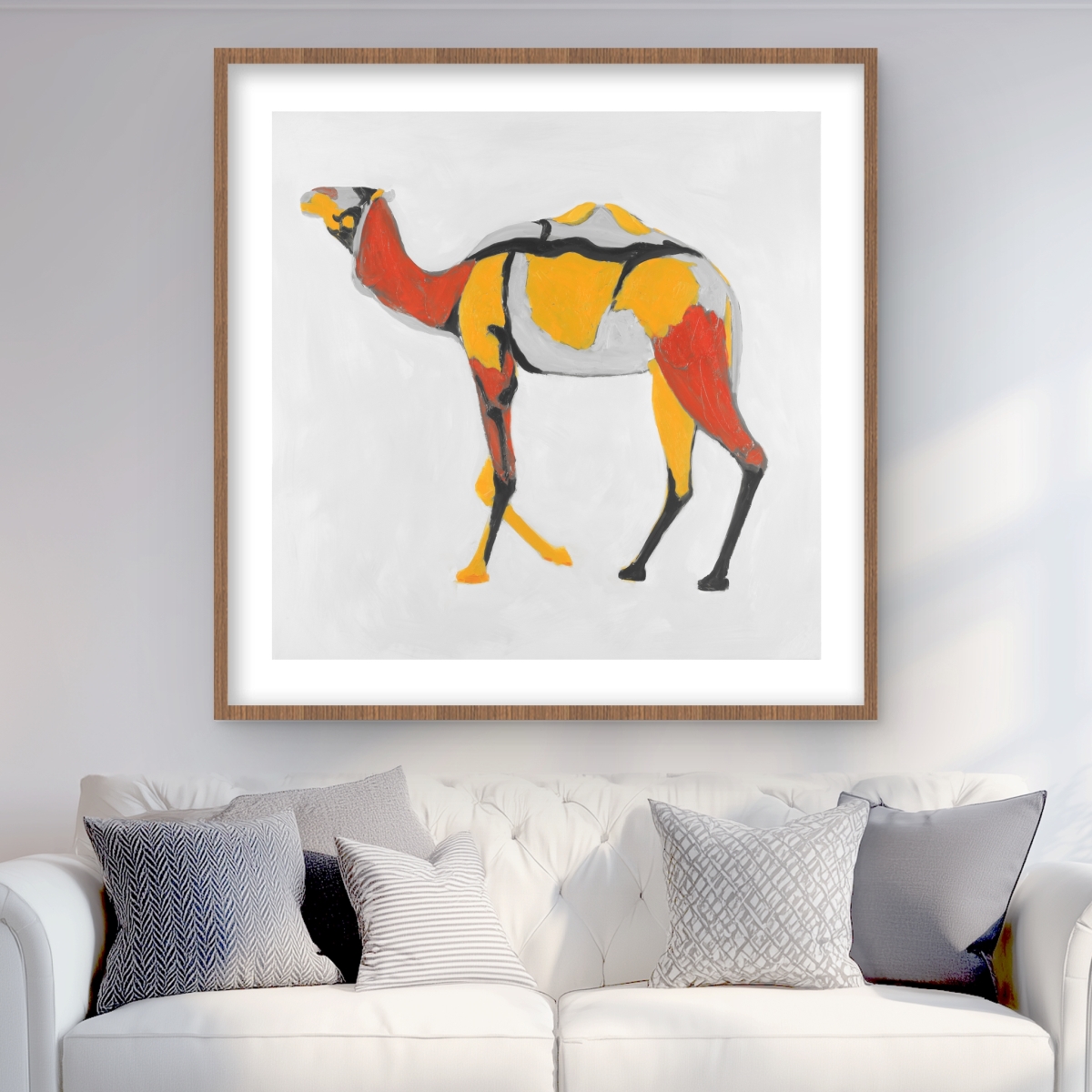C1FM3636UIBW4I 36 x 36 in. Abstract Dromedary - Framed Matted Print for Home Decor
