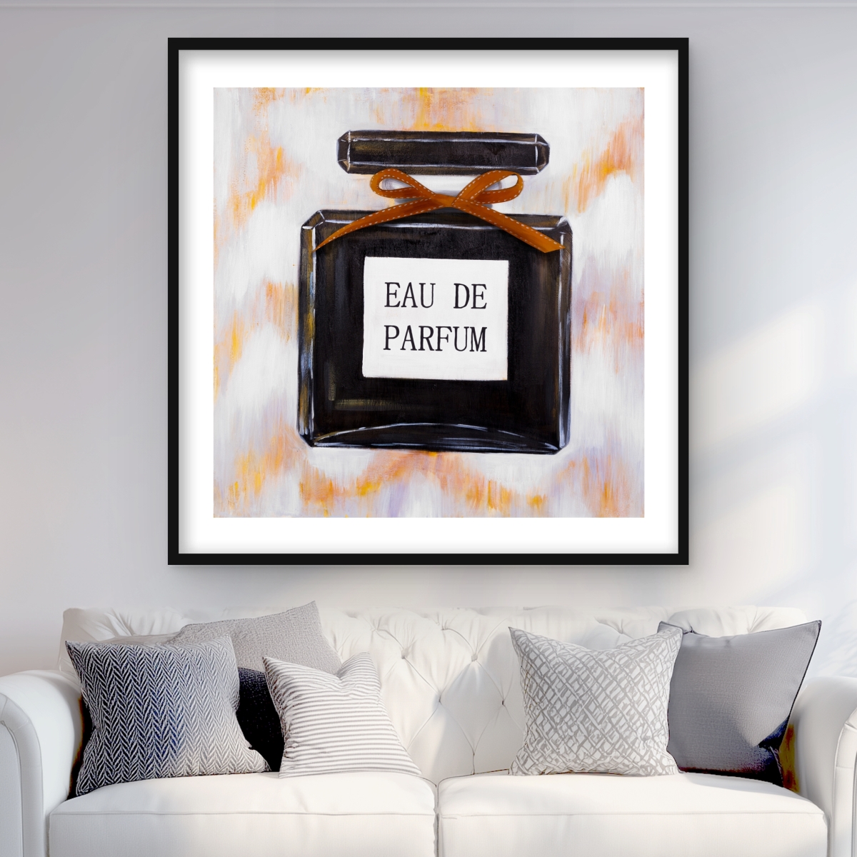 C1FM3636VBSQJF 36 x 36 in. Perfume - Beige Romantic Framed Matted Print for Home Decor
