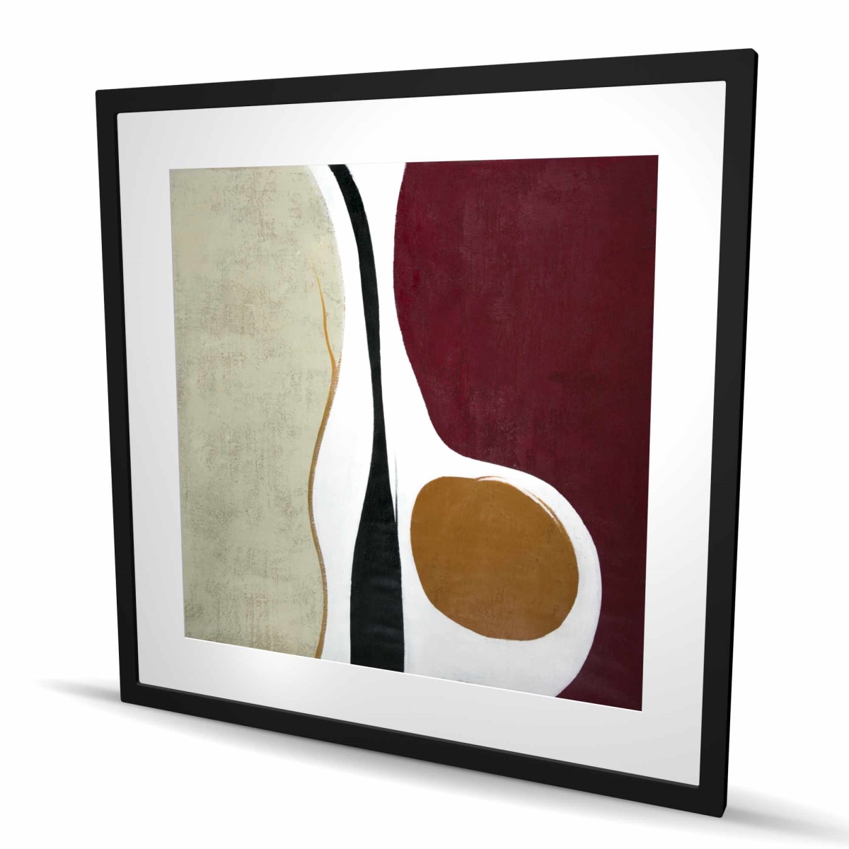 C1FM36361XN43L 36 x 36 in. Multiform - Shapes Beige Framed Matted Print for Home Decor