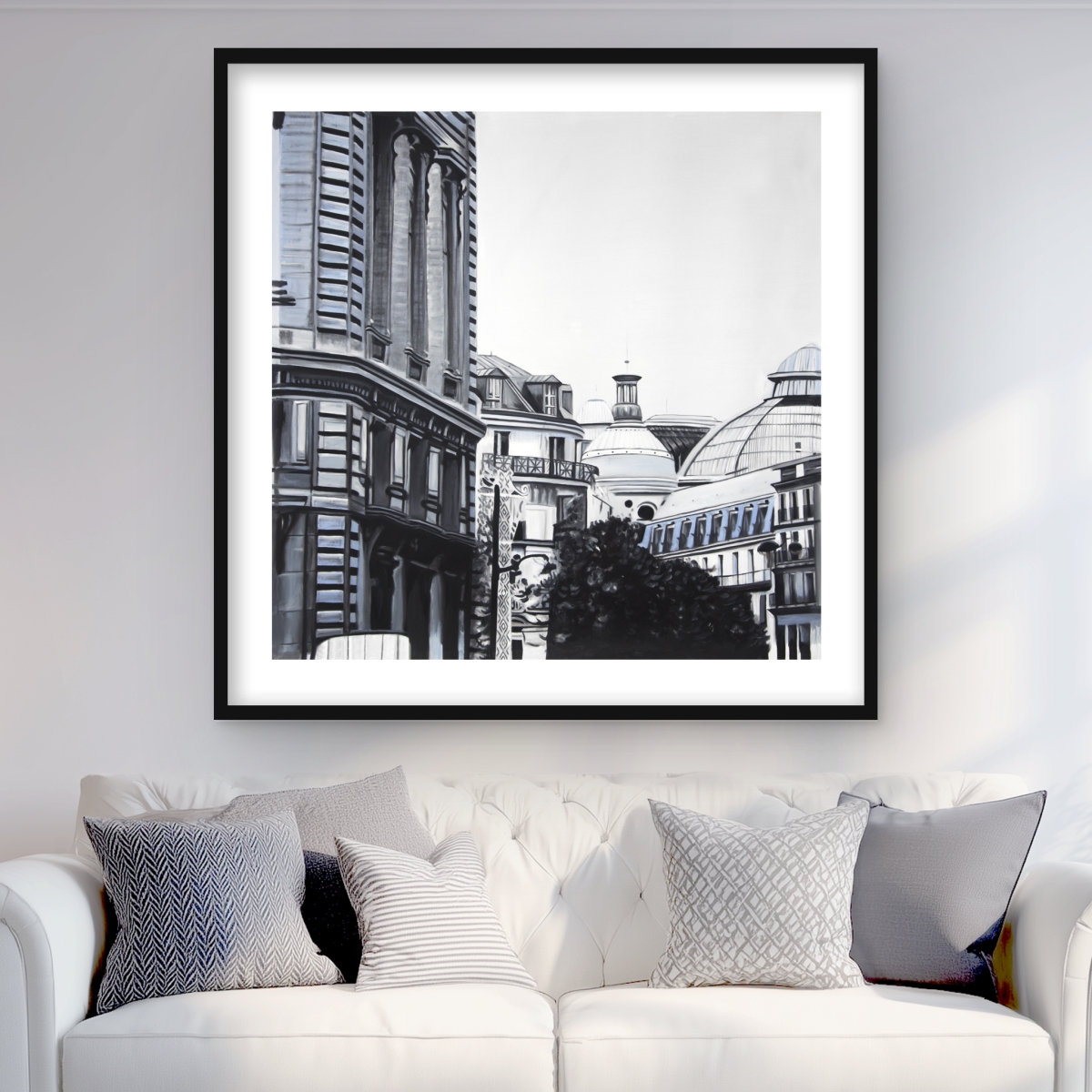C1FM3636WZQHNG 36 x 36 in. Historic Downtown - Hyperrealist Framed Matted Print Decor