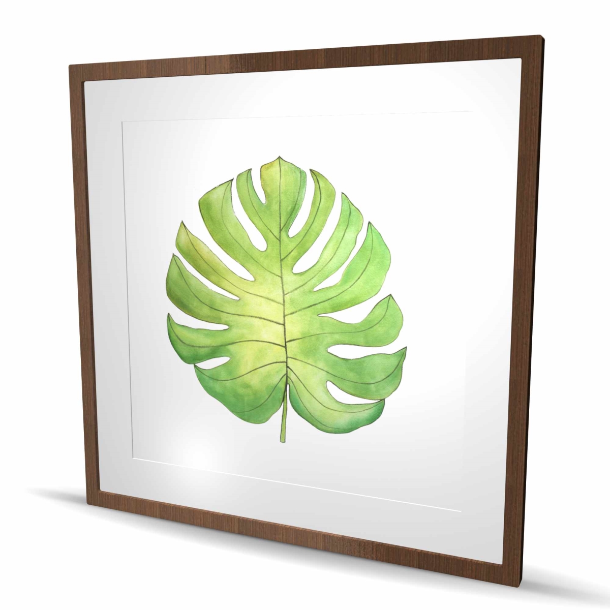 C1FM363624S70R 36 x 36 in. Tropical Leaf Framed Matted Print - Floral Botanical Decor