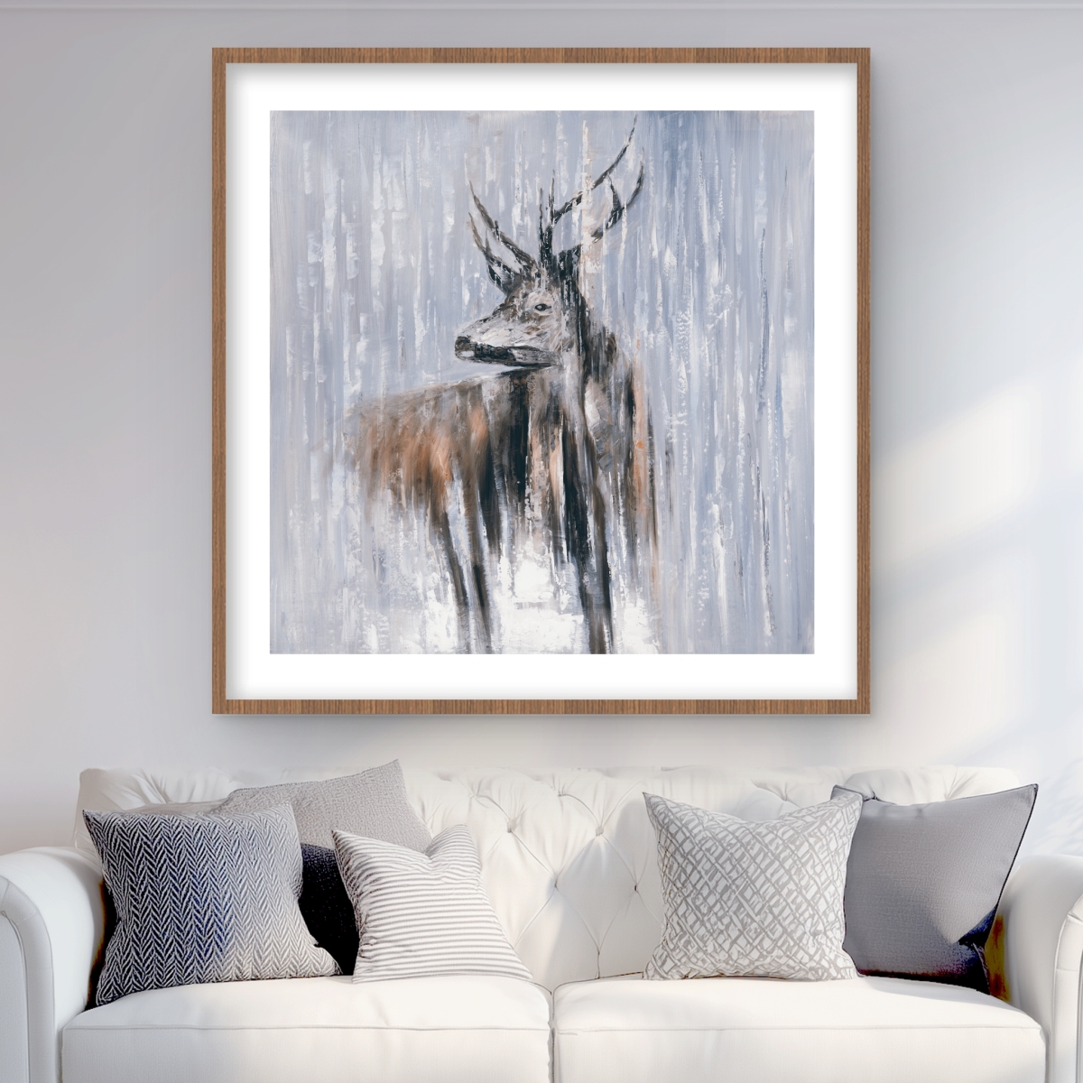 C1FM3636VZ4E0A 36 x 36 in. Deer in the Forest Print - Brown Framed Matted Home Decor
