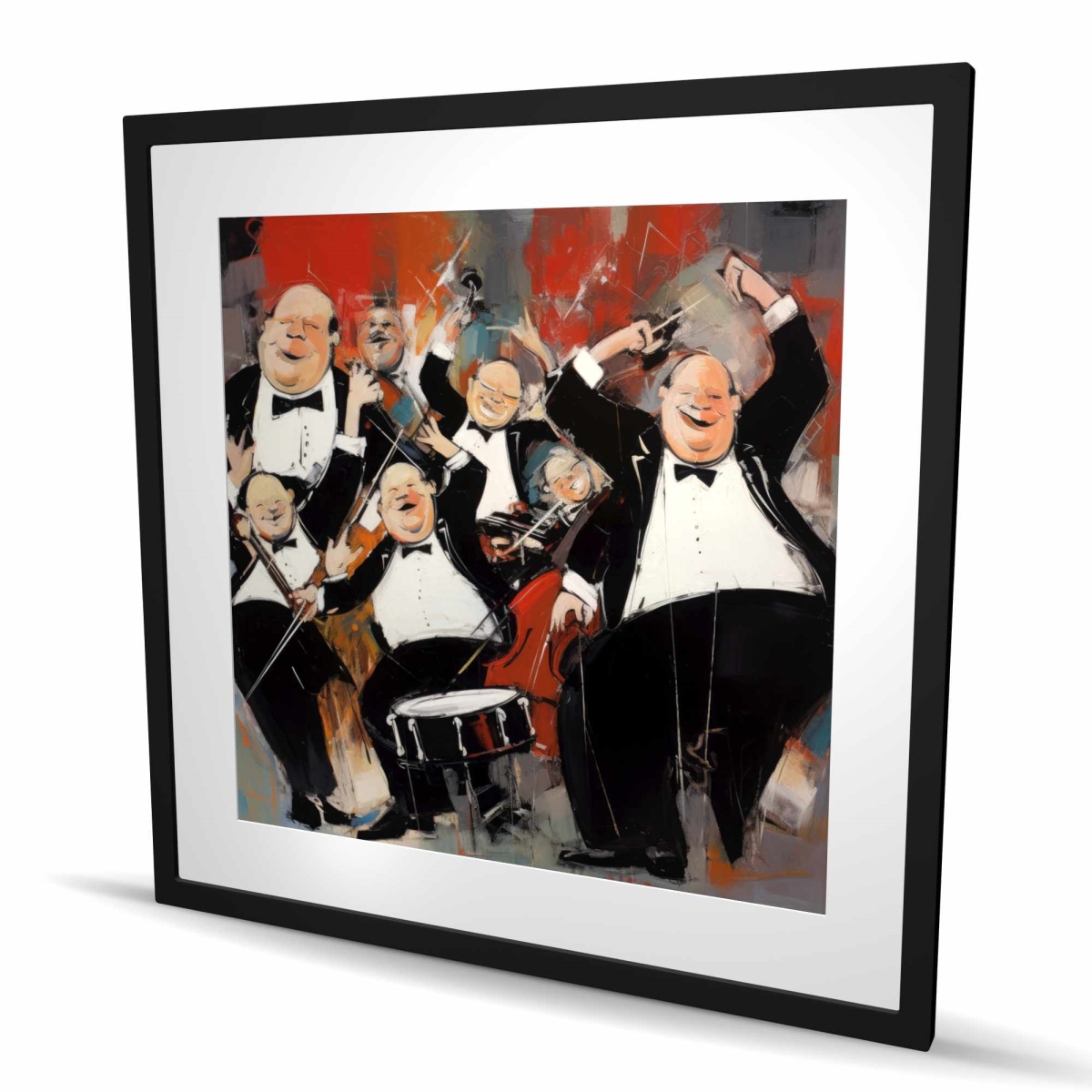 C1FM3636XN3ON8 36 x 36 in. The Group - Abstract Red Framed Matted Print for Home Decor