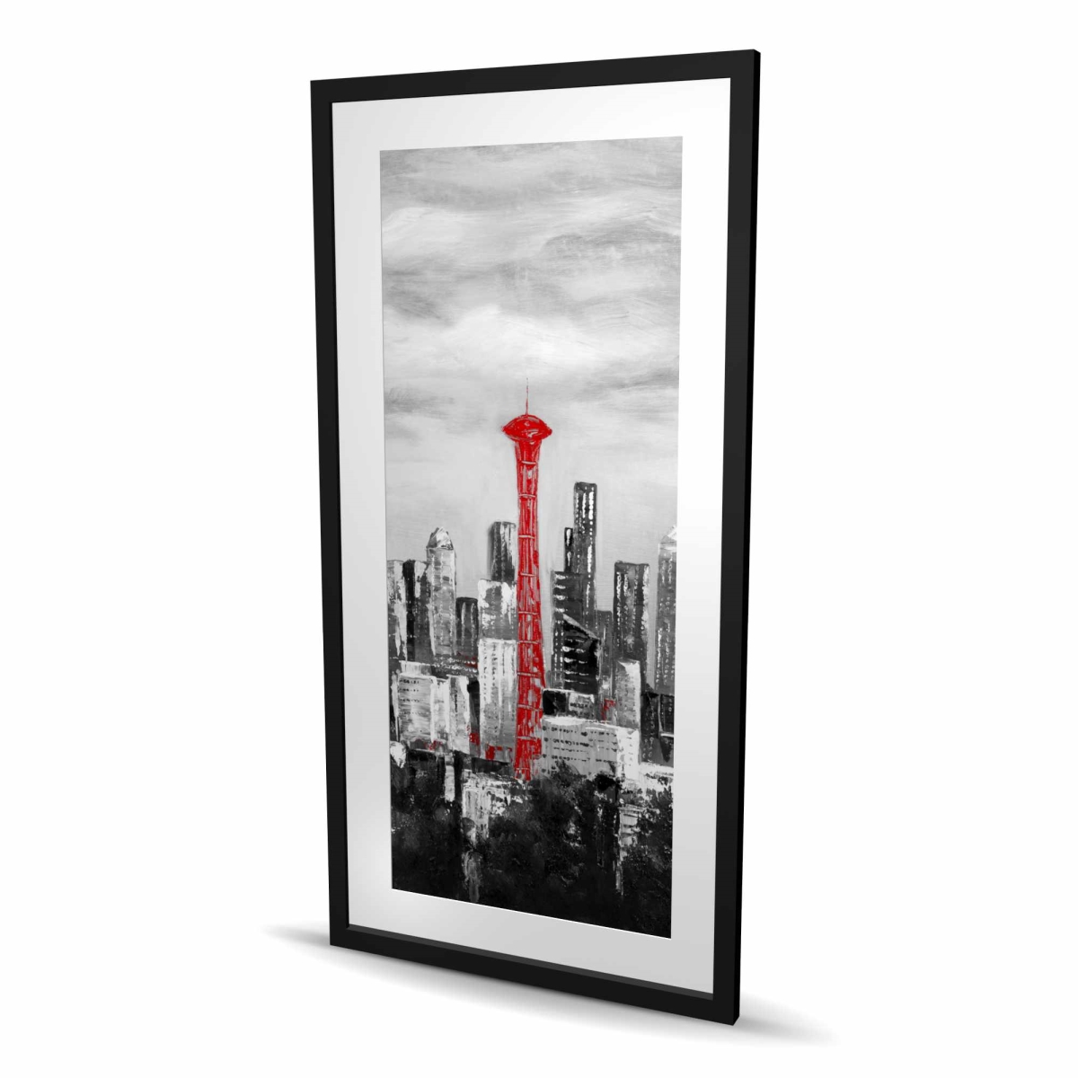 C1FM2448RMLRC0 24 x 48 in. Space Needle in Red - Black Places Framed Matted Print Decor