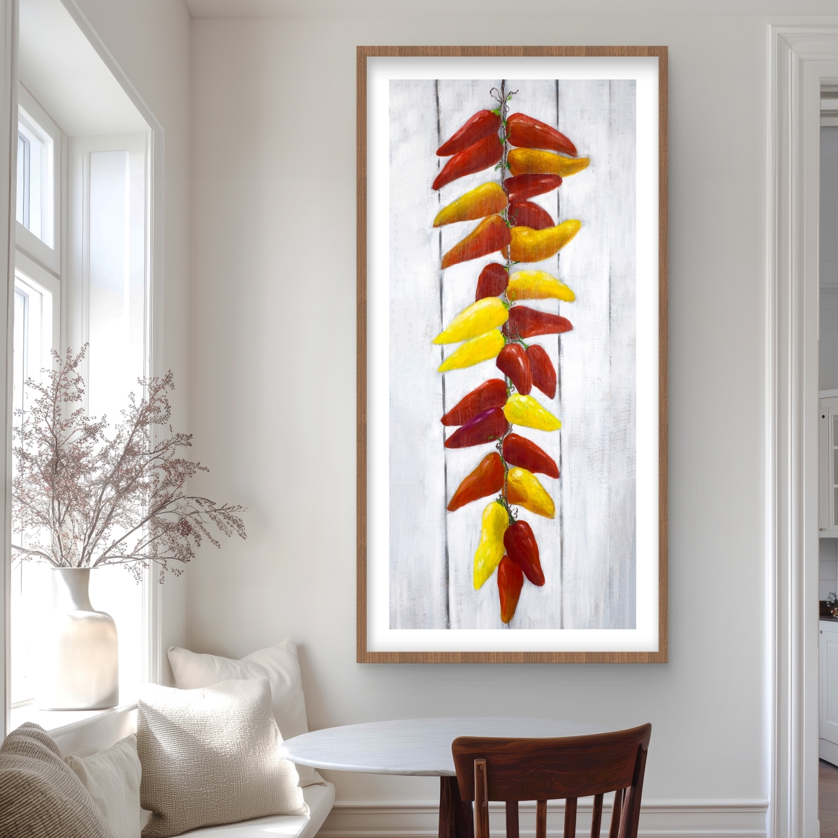 C1FM2448CAYNC7 24 x 48 in. Rope of Peppers - Contemporary Still Life Framed Print