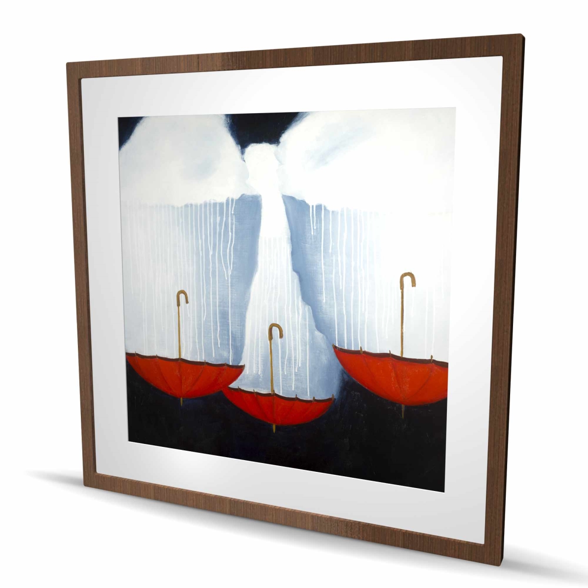 C1FM3636Z3S796 36 x 36 in. Upside Down Umbrellas - Framed Matted Print for Home Decor