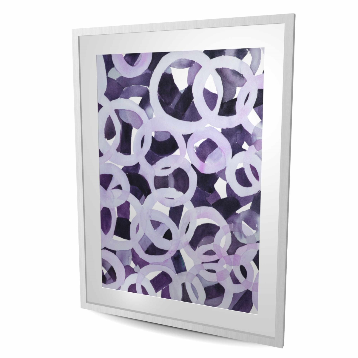 C1FM3648FTM9AA 36 x 48 in. Abstract Purple Circles - Framed Matted Print for Home Decor