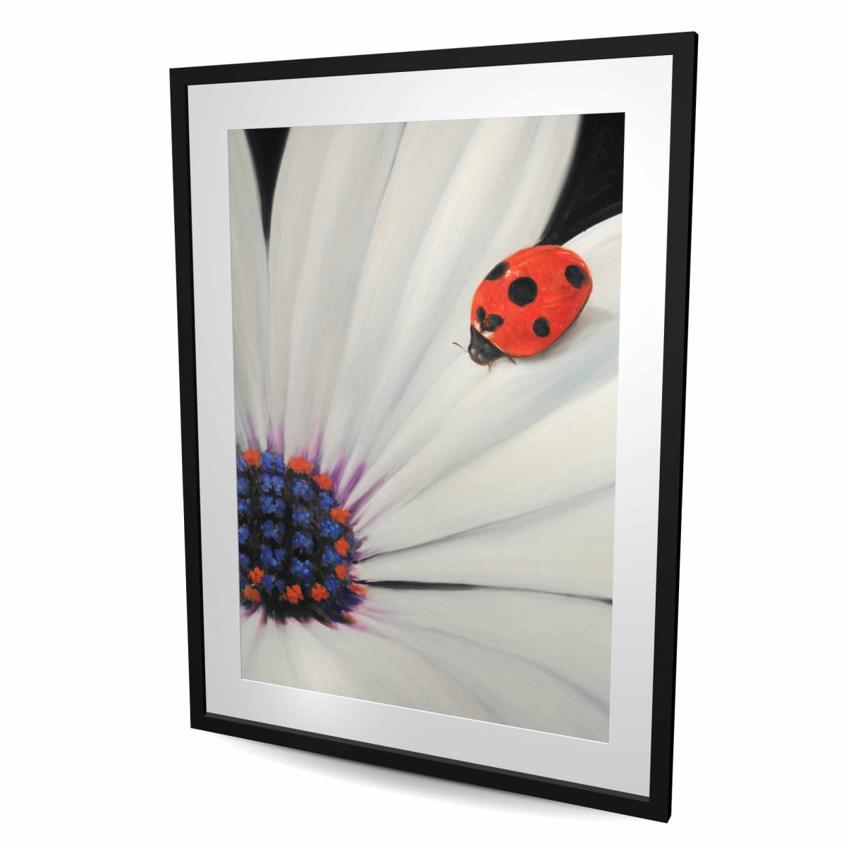 C1FM36486MXCHP 36 x 48 in. White Daisy & Ladybug Print - Red Framed Home Decor