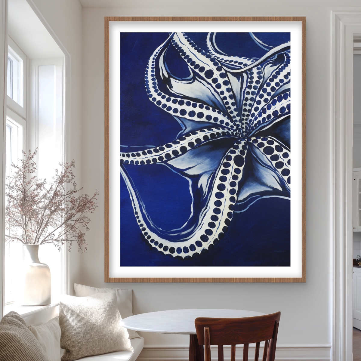 C1FM3648RR93VU 36 x 48 in. Dancing Octopus - White Bathroom Framed Matted Print Decor