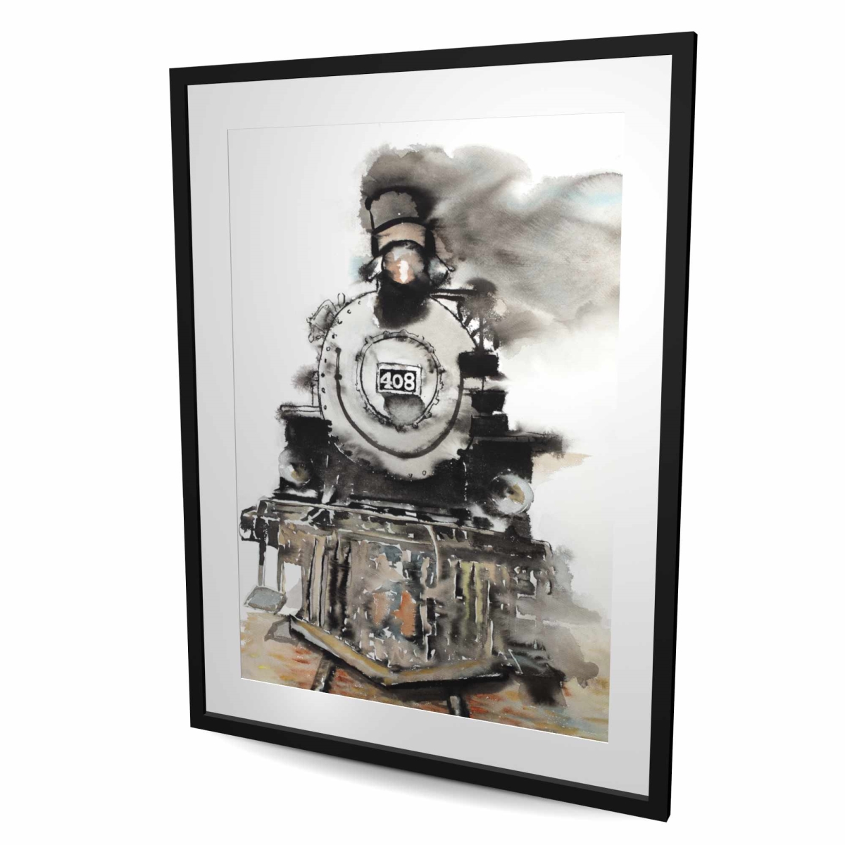 C1FM3648B92H57 36 x 48 in. Vintage Train - Framed Matted Print for Home Decor