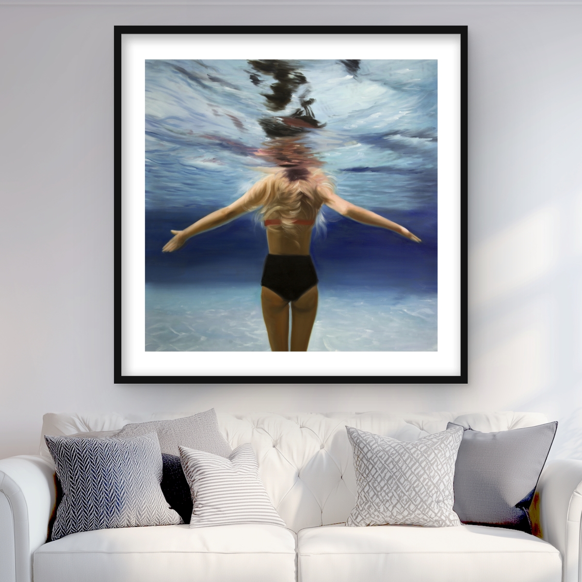 C1FM3636BQMQ07 36 x 36 in. Under the Sea - Scenic Bedroom Framed Matted Print Decor