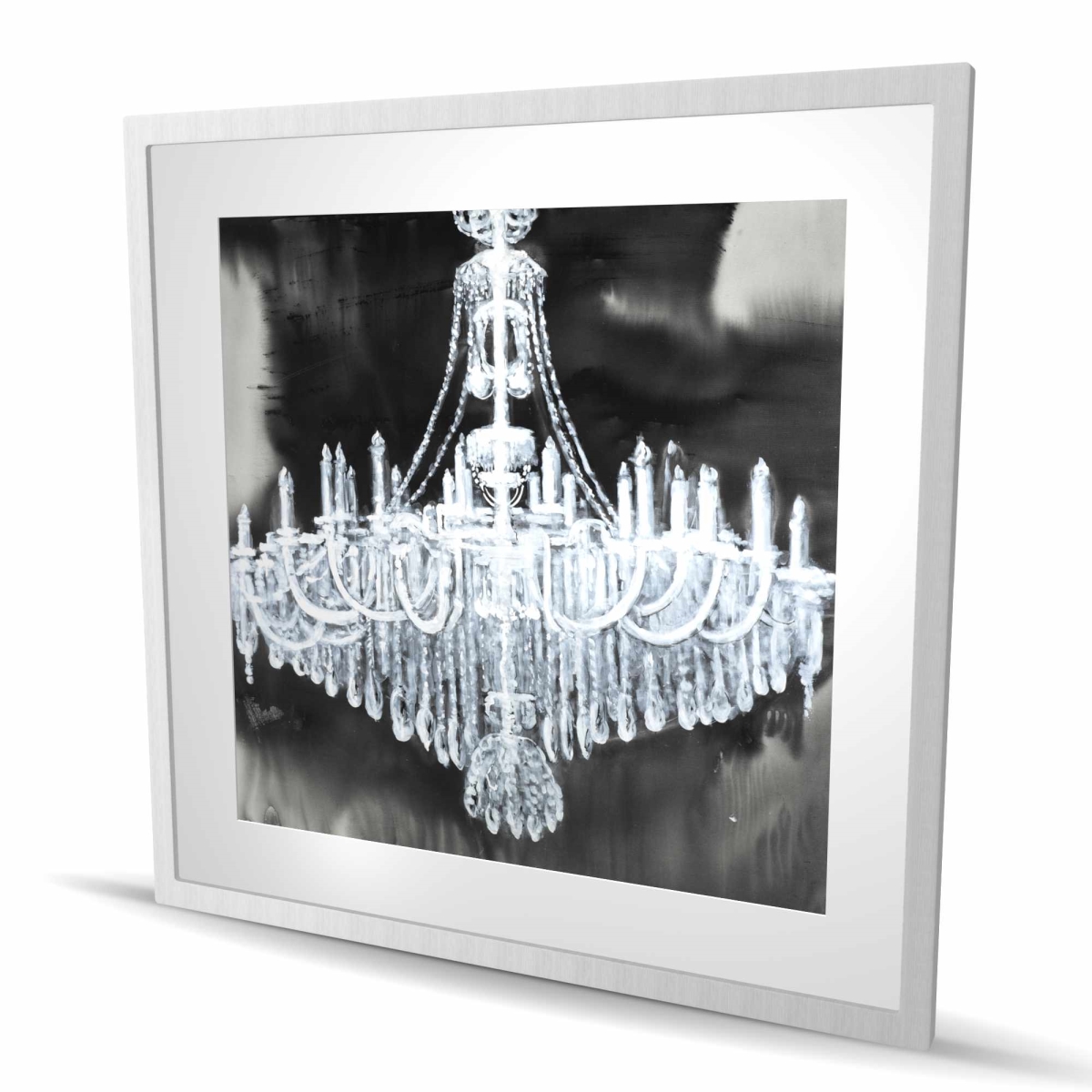 C1FM3636BVJ4P4 36 x 36 in. Glam Chandelier - Black Object Framed Matted Print for Decor