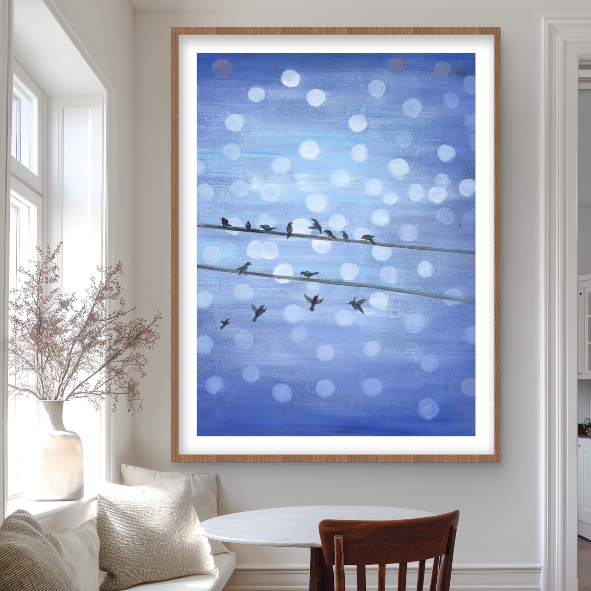 C1FM3648I28DB6 36 x 48 in. Birds on Glittering Blue Sky - Framed Matted Print for Decor