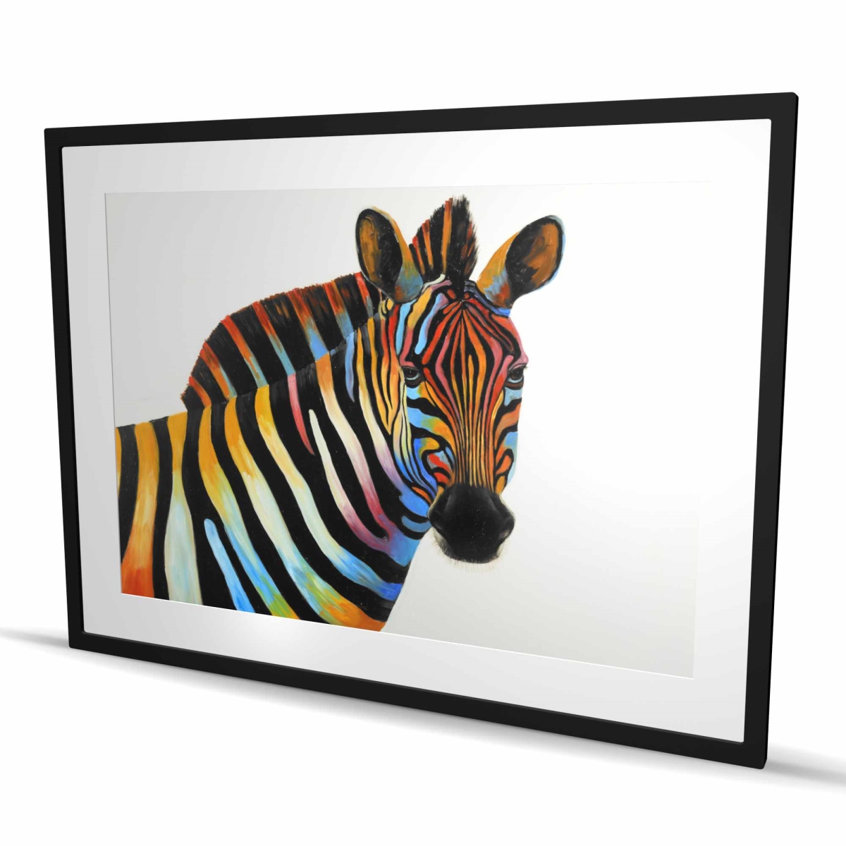 C1FM36489LC45C 36 x 48 in. Colorful Zebra Profile Print - Framed Matted Home Decor