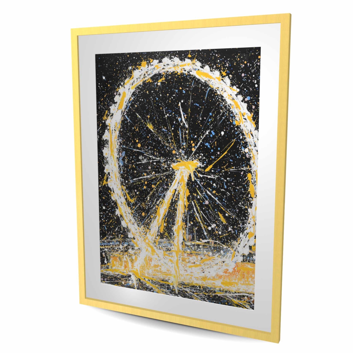 C1FM3648A8PY2K 36 x 48 in. Abstract London Eye - Contemporary Yellow Framed Print Decor